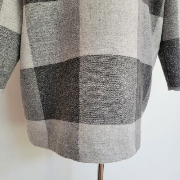 Marine Layer Stephanie Cocoon Coat Gray Buffalo Check Recycled Women XL - Picture 11 of 15